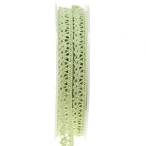 Ruban décoratif dentelle au crochet vert 12 mm 20 m