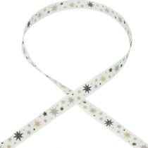 Article Ruban ruban cadeau de Noël motif étoile blanc 15mm 20m