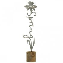 Article Support en métal fleur décorative en bois lettrage Spring 6x9.5x39.5cm