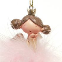Article Figurine décorative ange princesse décoration de sapin de Noël blanc, rose 12cm 2 pcs