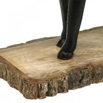 Article Décoration Cerf en Métal Noir sur Socle en Bois - H 25 cm