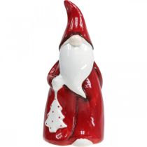 Article Figurine Père Noël Céramique Rouge, Blanche H20cm