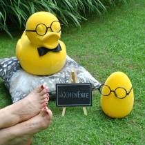 Figurine décorative canard à lunettes jaune, décoration estivale amusante, canard décoratif floqué