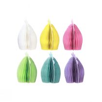 Article Décorations poules en papier alvéolé pastel pour Pâques - Lot de 6