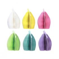 Article Figurines décoratives poulets en papier nid d'abeille colorés 7,5×4,5×8cm 6pcs