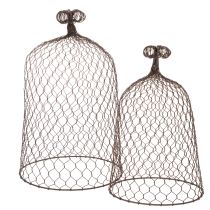 Article Clochette décorative en métal, aide à l'escalade, capuchon en fil de fer, marron, finition rouille, H 50/41 cm Ø 30/25 cm, lot de 2