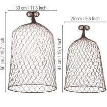 Article Clochette décorative en métal, aide à l'escalade, capuchon en fil de fer, marron, finition rouille, H 50/41 cm Ø 30/25 cm, lot de 2