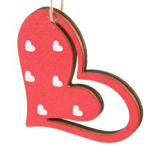 Article Cintre décoratif décoration coeur pour la fête des mères rouge blanc 7,5cm 12 pcs