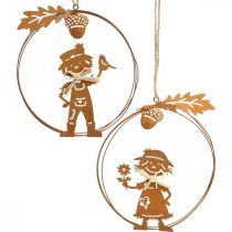 Article Cintre décoratif rouille décoration d&#39;automne anneau décoratif métal Ø13cm 4 pcs