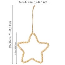 Article Perles décoratives de Noël en bois coeur étoile arbre H16cm 3 pcs