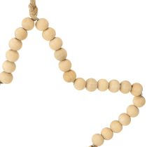 Article Suspensions Décoratives Noël en Forme de Cœur, Étoile et Sapin avec Perles en Bois – Lot de 3