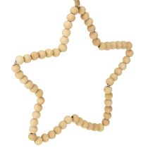 Article Suspensions Décoratives Noël en Forme de Cœur, Étoile et Sapin avec Perles en Bois – Lot de 3