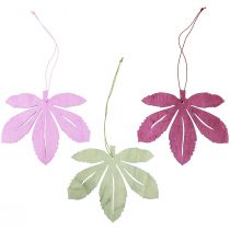 Article Cintre déco bois feuilles d&#39;automne rose violet vert 12x10cm 12pcs