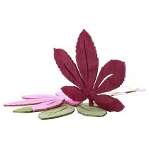 Article Cintre déco bois feuilles d&#39;automne rose violet vert 12x10cm 12pcs