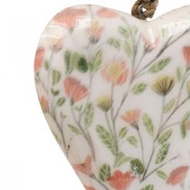 Suspension déco coeur en bois suspension déco motif fleurs 12x2.5x20xcm