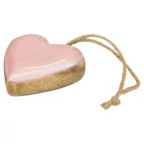 Article Cintre décoratif bois coeurs en bois décoration rose clair brillant 6cm 8 pcs