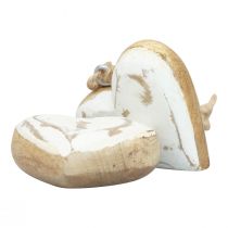 Article Cintres décoratifs bois coeurs en bois naturel blanc or vintage 6cm 8pcs