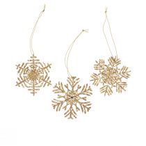 Article Cintre déco bois flocons de neige déco or hiver Ø10cm 9pcs