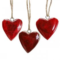 Cintre décoratif coeurs en bois coeurs décoratifs rouges Ø5–5,5cm 12 pièces