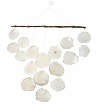 Carillon éolien coquillage déco maritime sur branche de bois flotté L65cm