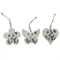 Article Cintre décoratif coeur fleur papillon blanc naturel 9cm 3pcs