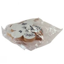 Article Déco à suspendre en bois Cœur Fleur Papillon Blanc et noir 9cm 3pcs