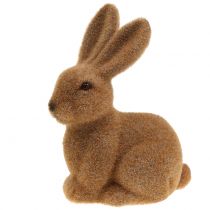 Article Lapin décoratif floqué marron décoration lapin de Pâques 15cm 4 pcs