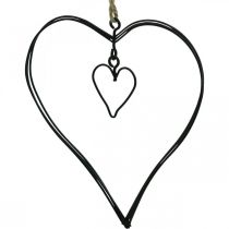 Coeur déco à suspendre coeur métal noir 10,5cm 6pcs