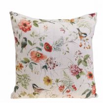 Coussin décoratif d&#39;été coussin décoratif avec fleurs/oiseaux 37x37cm