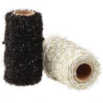 Article Cordon décoratif pailleté noir beige blanc L1,5mm L25m 2 pièces