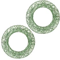 Article Couronne en maillage de fil vert métallique 19 cm, lot de 2