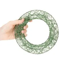 Article Couronne en maille métallique verte 19 cm pour décoration intérieure - Lot de 2