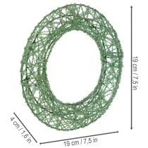 Article Couronne en maille métallique verte 19 cm pour décoration intérieure - Lot de 2