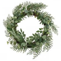 Article Couronne décorative couronne artificielle eucalyptus sapin olive Ø45cm