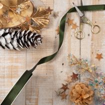 Article Ruban décoratif en taffetas avec bord tissé 15 mm x 50 m vert mousse