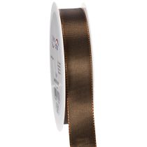 Article Ruban en taffetas marron 25 mm x 50 m pour décoration et emballage