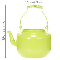 Article Théière décorative en métal vert pomme pour fleurs et décoration intérieure