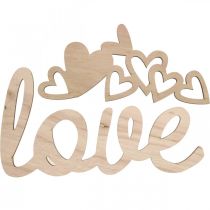 Coeurs &quot;Love&quot; décoration en bois naturel avec signe de décoration aimanté 20,5/25cm 6 pièces
