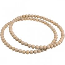 Anneau décoratif perles en bois nature décoration à suspendre décoration de table Ø30cm 2pcs