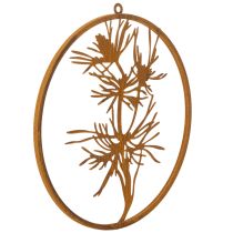 Article Anneau décoratif en métal, décoration murale en acier patiné, branche de pin, Ø38cm