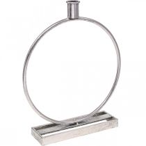Anneau décoratif bougeoir métal argenté antique Ø25cm H30.5cm