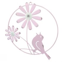 Article Anneau Décoratif Métal Décoration Suspendue Fleurs Rose Ø23cm 4 Pcs