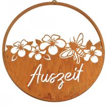 Bague décorative métal rouille déco fleurs &quot;Auszeit&quot; patine Ø38cm