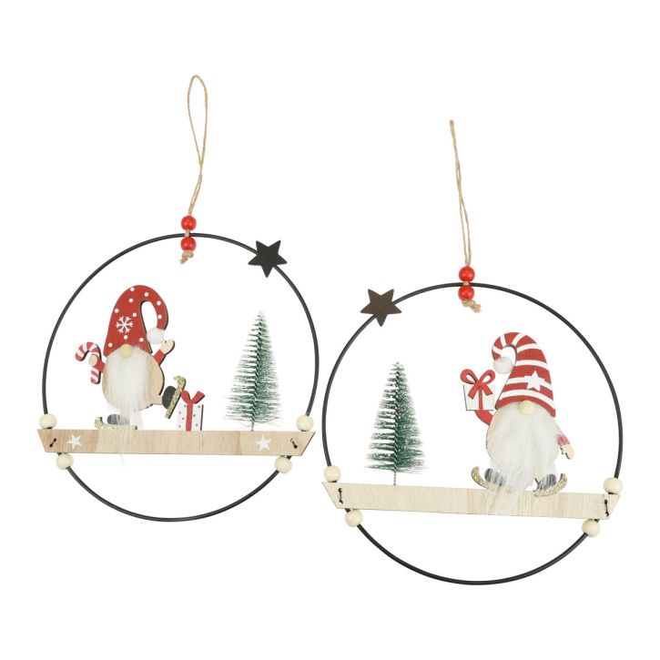 Article Anneau décoratif en métal nain décoratif cintre Noël Ø21,5cm 2 pcs