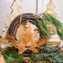 Article Bague décorative pour Noël, renne dans l&#39;anneau, Père Noël avec cadeau, décoration en métal patiné Ø18cm lot de 2