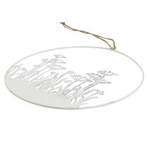 Anneau décoratif métal blanc déco fleur pré printemps déco Ø22cm