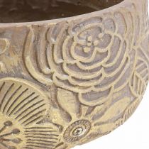 Article Coupelle décorative en céramique fleurs dorées marron Ø23,5cm H11,5cm