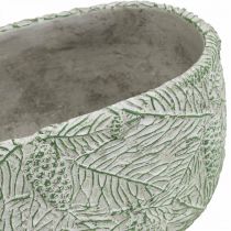Bol décoratif céramique ovale vert blanc gris branches de sapin L22.5cm