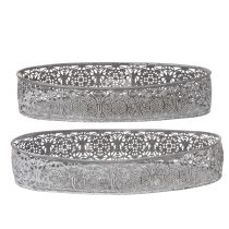 Article Set de 2 Coupelles Décoratives Métalliques Ovale 36/33,5 cm Argent