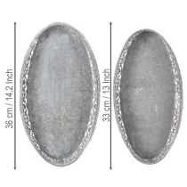 Article Set de 2 Coupelles Décoratives Métalliques Ovale 36/33,5 cm Argent